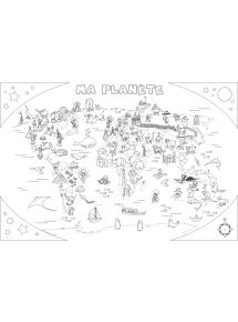 Poster géant à colorier format 80x120cm, l'Atlas