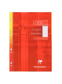 Copies doubles perforées 21x29,7cm, grands carreaux, 400 pages, 90g,