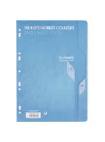 Feuillets mobiles perforés 21x29,7cm, grands carreaux, 100 pages, bleu, 80g