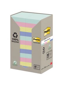 Tour de 24 blocs de 100 feuilles post-it recyclées et repositionnables 38 x 51 mm collection nature