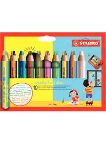 Étui de 10 crayons Woody Duo + 1 taille-crayon