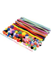 Pack économique chenilles, pompons et yeux mobiles coloris assortis