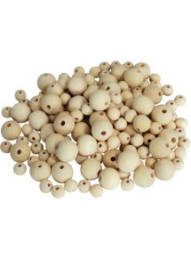 Perle en bois brut diamètre assortis à décorer, bocal de 575