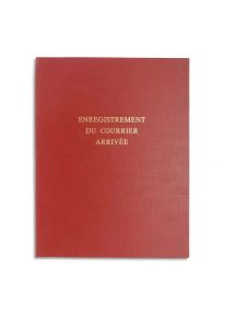 Cahier piqûre enreistrement des arrivées de courrier, 80p rouge