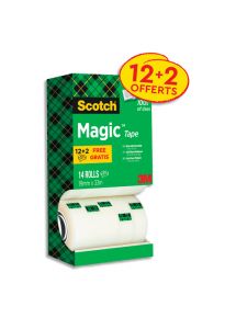 Ruban adhésif invisible Magic 810 tour en carton de 12+2 gratuits, 19mmx33m