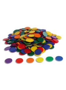 Jeton en plastique 6 couleurs assorties, lot de 500