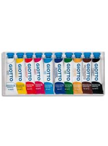 Boîte crystal de 10 tubes de gouache 10ml couleurs assorties