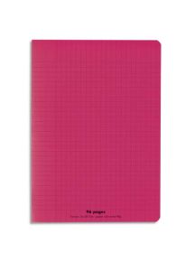 Cahier polypro 24x32cm, 96p, grands carreaux, rose 