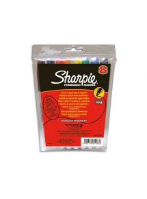 Marqueur permanent Sharpie pointe ogive, écriture fine, pochette de 8 couleurs assorties