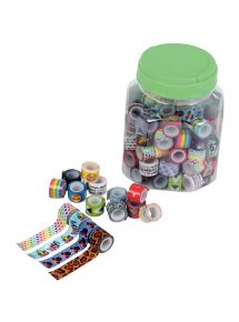 Bonbonnière de 100 mini rubans adhésifs glitter, format 11,6mmx1m, assortiment