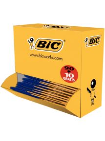 Boîte de 100 stylos Cristal pointe fine bleus dont 10 gratuits