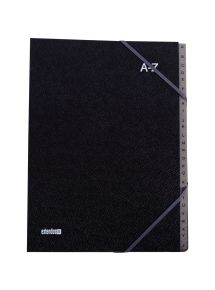 Trieur alphabétique en celloderme 26 compartiments, noir