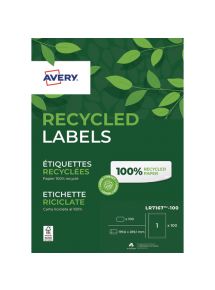 Etiquettes adhésives blanches 100% recyclée 199,6x289,1mm, boîte de 100