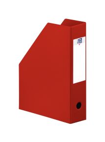Porte-revues en PVC soudé 19/10e, dos de 7cm, rouge, livré à plat
