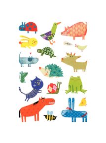 Pochette de 93 maxi gommettes animaux, adhésives repositionnables