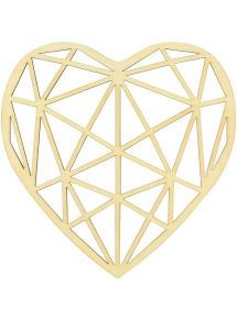 Grand cœur origami en bois, diamètre 20 cm