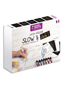 Coffret Slow Art 8 crayons 10 cartes animaux et mandala