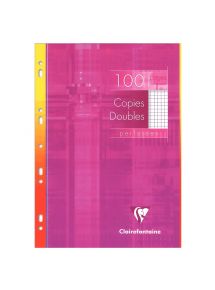 Étui de 100 copies doubles perforées CLAIREFONTAINE, format A4, petits carreaux, papier 90g, blanc