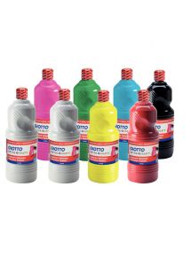 Gouache ultra lavable Giotto, lot de 8 flacons de 1l, couleurs assorties