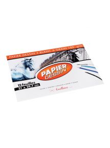 Papier dessin blanc 180g, format 21x29,7cm, pochette de 12