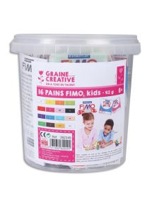 Seau de 16 pains de FIMO Kids assortis, durcit au four