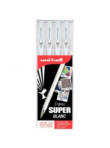 Pochette de 4 stylos gel Signo blanc