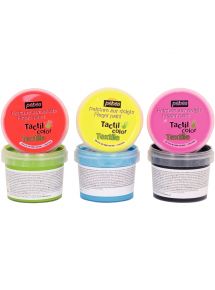 Lot de 6 pots 100ml de peinture aux doigts pour textile, assortiment 1