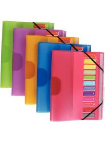 Trieur couverture polypro 26x32cm, 12 compartiments, coloris opaque assortis