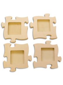 Lot de 4 mini cadres puzzle en bois à décorer, 160x160x10mm