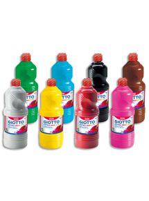 Gouache ultra lavable Giotto, lot de 8 flacons de 1l, couleurs assorties