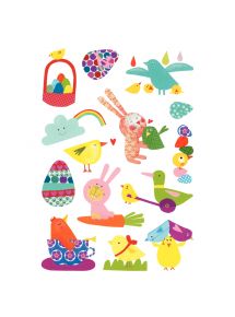 Pochette de 84 maxi gommettes Baby pâques, adhésives repositionnables