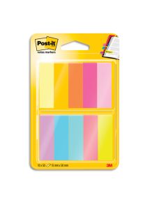 Marque-pages papier Post-it 12,7x44,4 mm, lot de 10 blocs de 50 feuilles, coloris assortis
