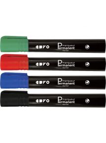 Pochette de 4 marqueurs permanents Like pointe biseautée assortis