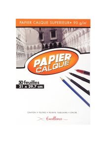 Bloc de 50 feuilles de papier calque 21x29,7cm 90g 
