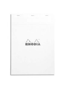 Bloc de bureau 80g Rhodia agrafé en tête, 160 pages, petits carreaux, format 21x29,7cm, blanc
