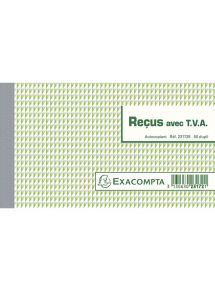 Carnet imprimé Reçu avec TVA, format 10,5x18cm, dupli