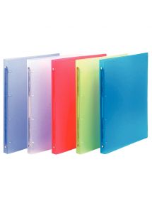 Classeur 24x32cm souple, 4 anneaux ø15mm, dos étroit, assorti translucide