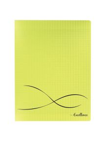 Cahier piqûre 48 pages , 24x32 cm, seyès, couverture polypropylène jaune