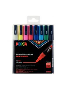 Boîte de 8 marqueurs Posca écriture 1,5mm couleurs assorties