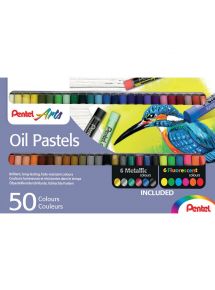 Boîte de 50 pastels à l'huile PHN classique fluo et métal