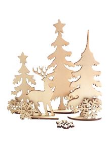 Planche décor forêt de Noël en bois