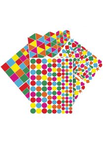 Pochette de 7920 gommettes géométriques adhésives repositionnables formes et couleurs assorties