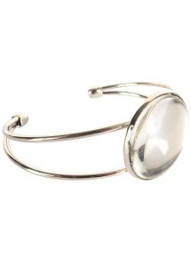 Sachet de 10 bracelets argentés rigides avec 10 cabochons en verre