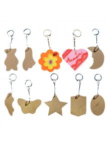 Porte-clés en bois à décorer, lot de 10