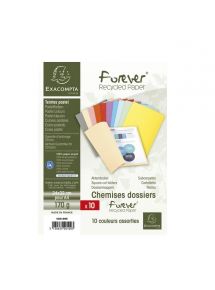 Chemises Forever en carte 170g, coloris assortis, paquet de 10