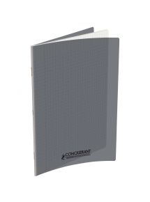 Cahier polypro 24x32cm, 48p, grands carreaux, gris