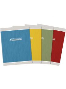 Cahier 17x22cm, 96p, grands carreaux, piqûre 90g, recyclé