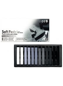 Boîte de 12 pastels sec carré grises
