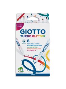 Feutre de coloriage Turbo Glitter mpointe moyenne, étui de 8 couleurs pailletées assorties