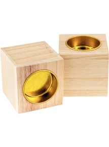 Lot de 5 bougeoirs carrés en bois
